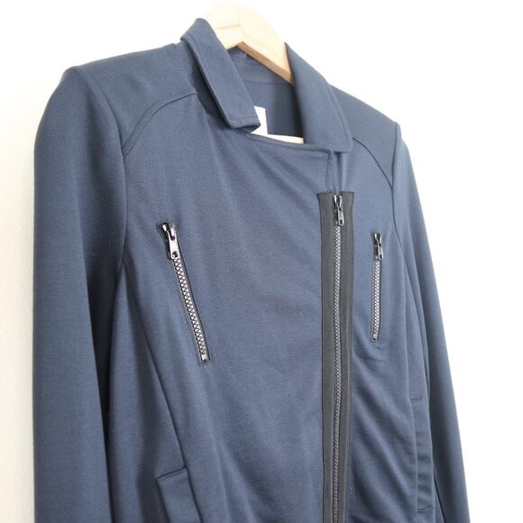 CAbi Size S Chance Moto Jacket Diagonal Zip Bomber 5476 Navy Blue - Picture 4 of 11